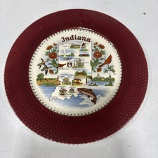 Views Of America Series Indiana Enco Vintage Plate  22K Gold  Retro  picture
