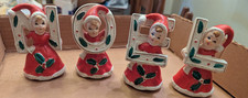 NOEL Vintage Christmas Japan ceramics by Brinnco. Set of 4 NOEL pixies picture