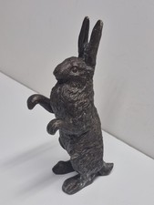 Vtg Cast Bronze Standing Bunny Figurine Doorstop picture