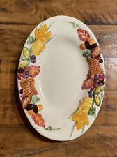 Pilgrim Vintage Publix Ceramic Thanksgiving Oval Small Tray. picture