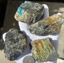 429g LOT 4 LARGER LABRADORITE ROUGH CHUNKS SPECIMENS SPECIMEN FLASH LAPIDARY picture