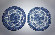 Grindley English Country Inn Blue Transferware Dinner Plates England Set 2 picture