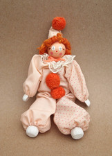 Vintage Unique Rare Hand painted Handmade Wood Face Hands Feet Clown Figurine picture