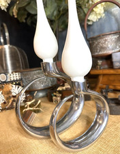 Nambe CANDLEHOLDERS Neal Cohen TWO Silver 2011 Metal 8.5” MT0390 PAIR picture
