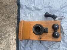 Vintage Western Electric Telephone Hand Crank with Oak Ringer Box Antique Wood picture