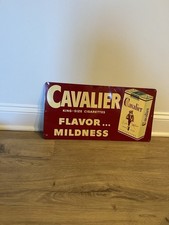 VINTAGE 1950s CAVALIER CIGARETTE TIN SIGN TOBACCO ADVERTISING NOS MINT 20