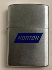 Vintage 1981 Norton Abrasives Blue Banner Logo Advertising Zippo Lighter picture
