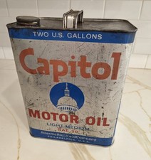 Vintage CAPITOL MOTOR OIL Can 2 Gallon SAE 20 Atlantic Refining Company picture