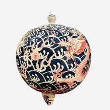 Antique Large 12”  ROC Chinese Dragon Tri-Footed Lidded Ball Jar Heavy  picture