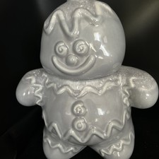 VINTAGE HULL POTTERY GINGERBREAD MAN COOKIE JAR GRAY DRIP USA RARE picture