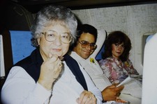 c1980's 35mm Slide, People Airplane Interior Vacation gray blue mid century picture