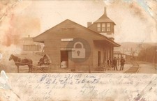Chemung NY 1908 RR Station RPPC Photo Postcard COPY picture
