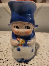 Vintage Dutch Girl Creamer Milk Pitcher Blue & White  5