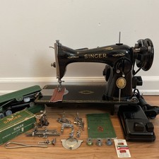 Singer 15-90 Sewing Machine w/Attachments, Manual & Buttonholer Sew A+ picture