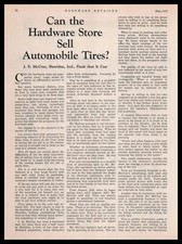 1928 J.E. McCray Hardware Co. Store Sheridan Indiana Tire Sales Article Print Ad picture
