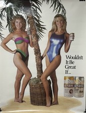1990 VINTAGE KEYSTONE - KEYSTONE LIGHT BEACH BABES Sexy Beer Poster 28 X 22 picture