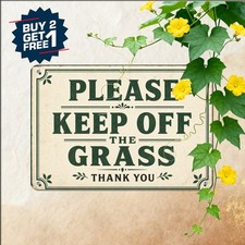 Please Keep Off The Grass Metal Sign Heavy Duty Lawn Guard Tin Plaque 8x12 picture