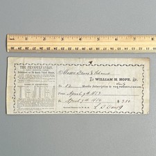 Vintage 1853 The Pennsylvanian Daily Newspaper Subscription Receipt Philadelphia picture