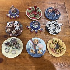 Vintage 90s Miniature Resin Theme Tea Set Lot of 9 Novelty Collections - As Is picture