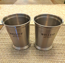 Bulleit Frontier Whiskey Silver Metal Cup Tumblers Set of 2 Distillery picture