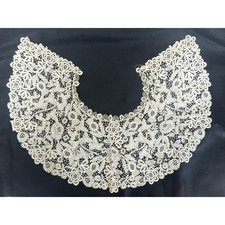 Antique Cream Collar Thistle Bobbin Lace Victorian Edwardian Vintage Lappet picture