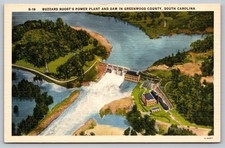 Buzzard Roost Power Plant Dam Saluda River SC Linen Postcard c1940s picture
