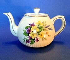 Teapot - Wood & Sons Ellgreave Ironstone - White Purple Yellow Blue - England picture