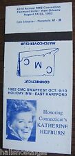 Connecticut's Katherine Hepburn 1982 CMC Swapfest Holiday Inn Matchcover picture