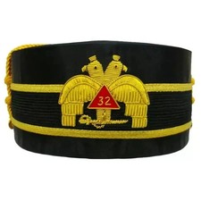32nd Degree Scottish Rite Masonic Crown Cap Hand Embroidered Double Eagle Hat picture