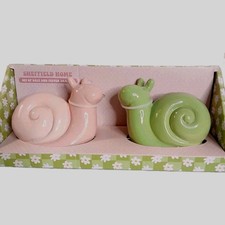 Rare NiP Sheffield Home Snail Salt And Pepper Shakers Pastel Mod Kitsch Garden picture