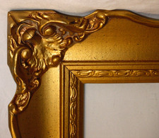 Vintage French Baroque/Rococo-Style Ornate Gold Gesso Wood Picture Frame & Glass picture
