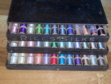 Antique Silk Thread 200+ Wood Spools Rice’s Belding Corticelli Richardson picture