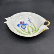 Iris Trinket Vintage Hand painted Porcelain Pin Tray Japan F.W.W picture