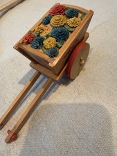 Vintage German Erzgebirge Wooden Flower Cart Miniature Folk Art No Donkey READ picture