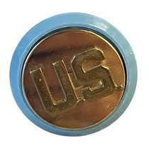 Vintage US Army Uniform Insignia Pinback Light Blue Military Patriotic Emblem picture
