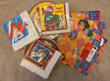 Retro 90s Lot Party Supplies Plates Napkins Wrapping Paper Ariel Barney Jasmine picture