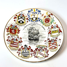 Coats of Arms - Plymouth MA Massachusetts Antique Trinket Souvenir China Dish  picture