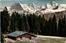 Beatengerg Eiger Monch Jungfrau Snowcapped Mountians Postcard UNP WOB Note VTG picture