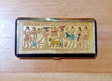 Vintage Pink Lady Cosmetic Mirrored Compact Egyptian Theme w/Accessories picture