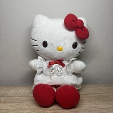 Vintage 2007 Sanrio Hello Kitty White Apron Dress Lace Plush 7