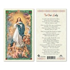 Immaculate Conception Lovely Lady Dressed in blue Laminated prayer card picture