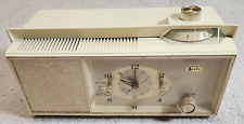 Vintage Mid Century ivory cat eye Plastic AM Radio ARVIN Tube Clock Radio t606 picture