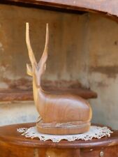 Outstanding Vintage Carved Wood Antelope Gazelle Deer Animal Statue picture