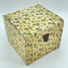 Vintage Victorian Collars & Cuffs Dresser Box Cream Floral Storage Case USA picture