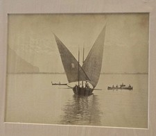Vintage Charnaux Freres Style Lake Geneva Barque Photo Print 1890s Lac Leman picture