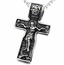 St Benedict Cross Stainless Steel Necklace Catholic Saint Jesus Crucifix Pendant picture