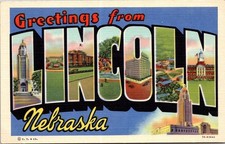 Greetings from Lincoln Nebraska Large Letter Linen Postcard C. T. Art-Colortone picture