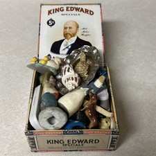 Vintage to now Junk Drawer Lot Cigar Box Dice Figurines And More Look 👀 picture
