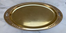 STUNNING ANTIQUE VINTAGE DECO-NOUVEAU BRASS TRAY 18” x 10” picture