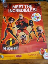 2004 MCDONALD'S ADVERTISING POSTER MEET THE INCREDIBLES HAPPY MEAL PIXAR MOVIE picture